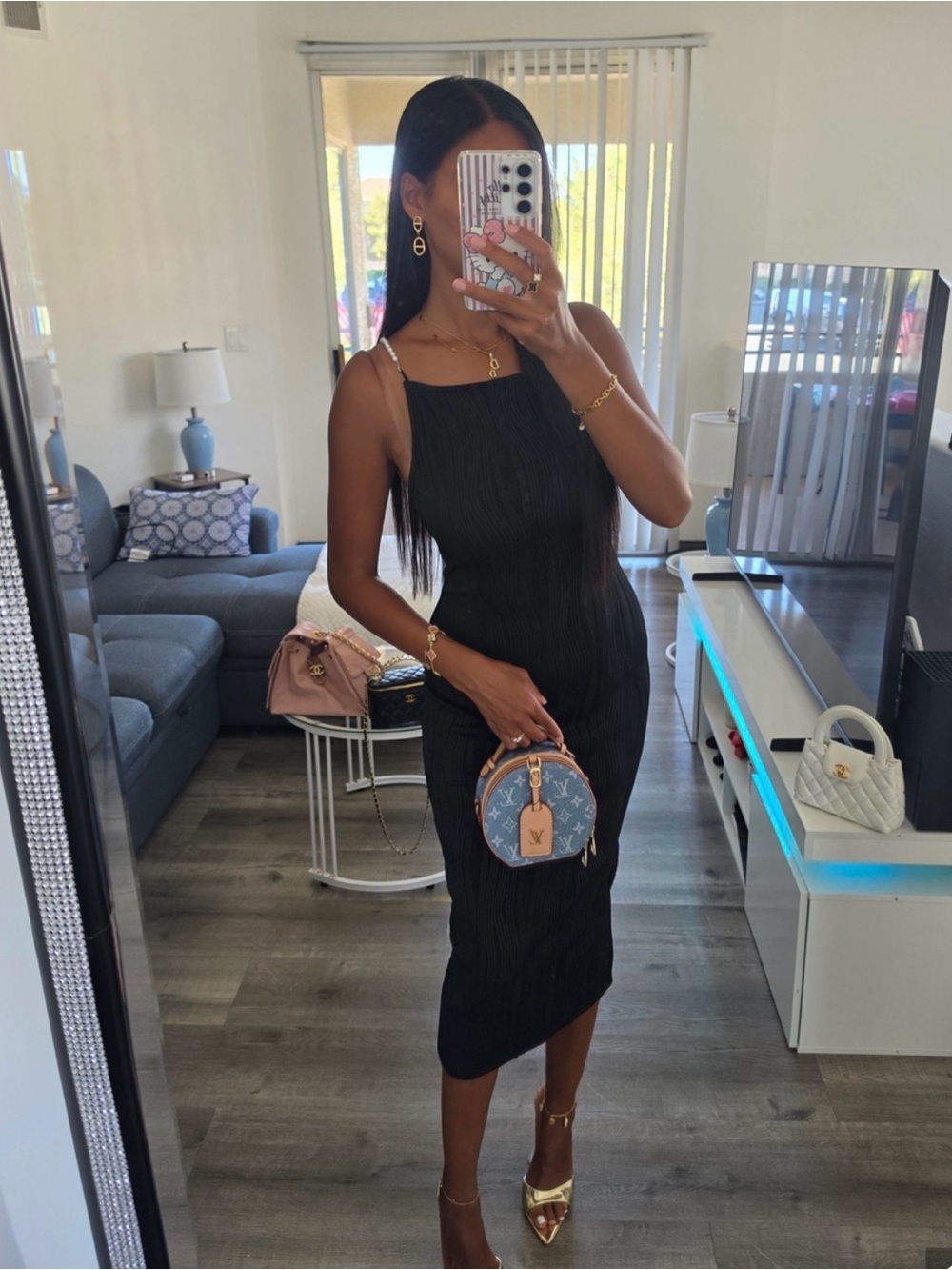 Elegant Black Midi Dress for Women - Classic Evening Dress